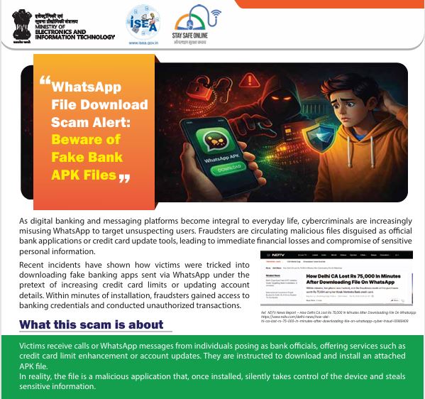 WhatsApp Fake Bank APK Scam Alert